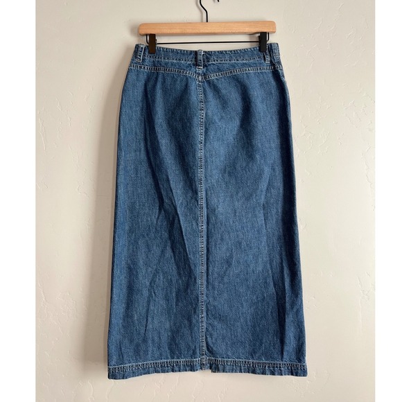 Vintage 90's Denim Midi Skirt Jones Sport Size 8 Button Up Front Slit - Picture 2 of 6